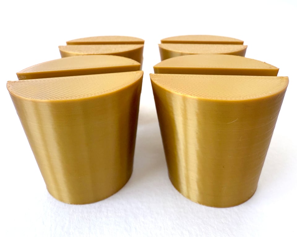 Set of 4 Gold Christmas tree pots, fused glass display stands, 6.5mm slot