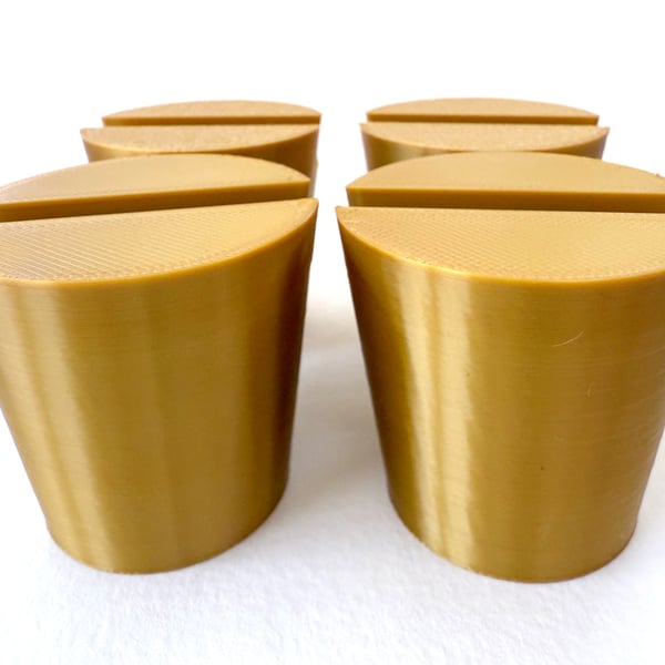 Set of 4 Gold Christmas tree pots, fused glass display stands, 6.5mm slot