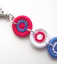 Patriotic Keyring, Keychain, Key Identifier, Key Fob, Zip Pull, Bag Charm, RWB - Image 1