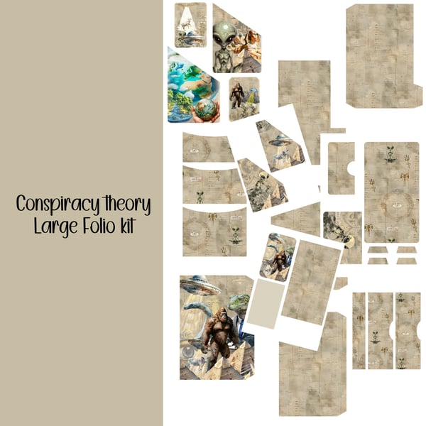 Conspiracy theory large folio Scrapbooking, Ephemera, Journal, Digital Download