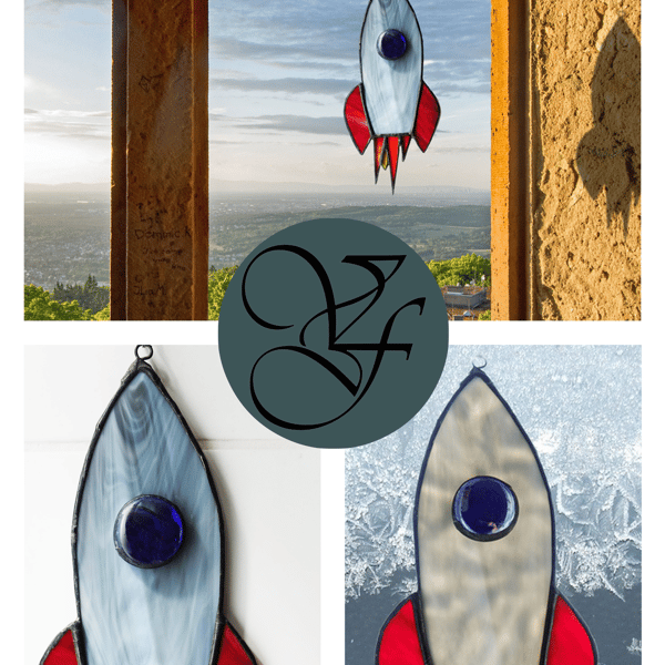 Rocket Suncatcher -  Sci Fi Fans Stained Glass Window Ornament
