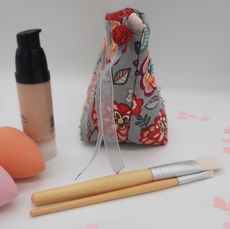 Pressed Flowers Beige Makeup Bag main image 1