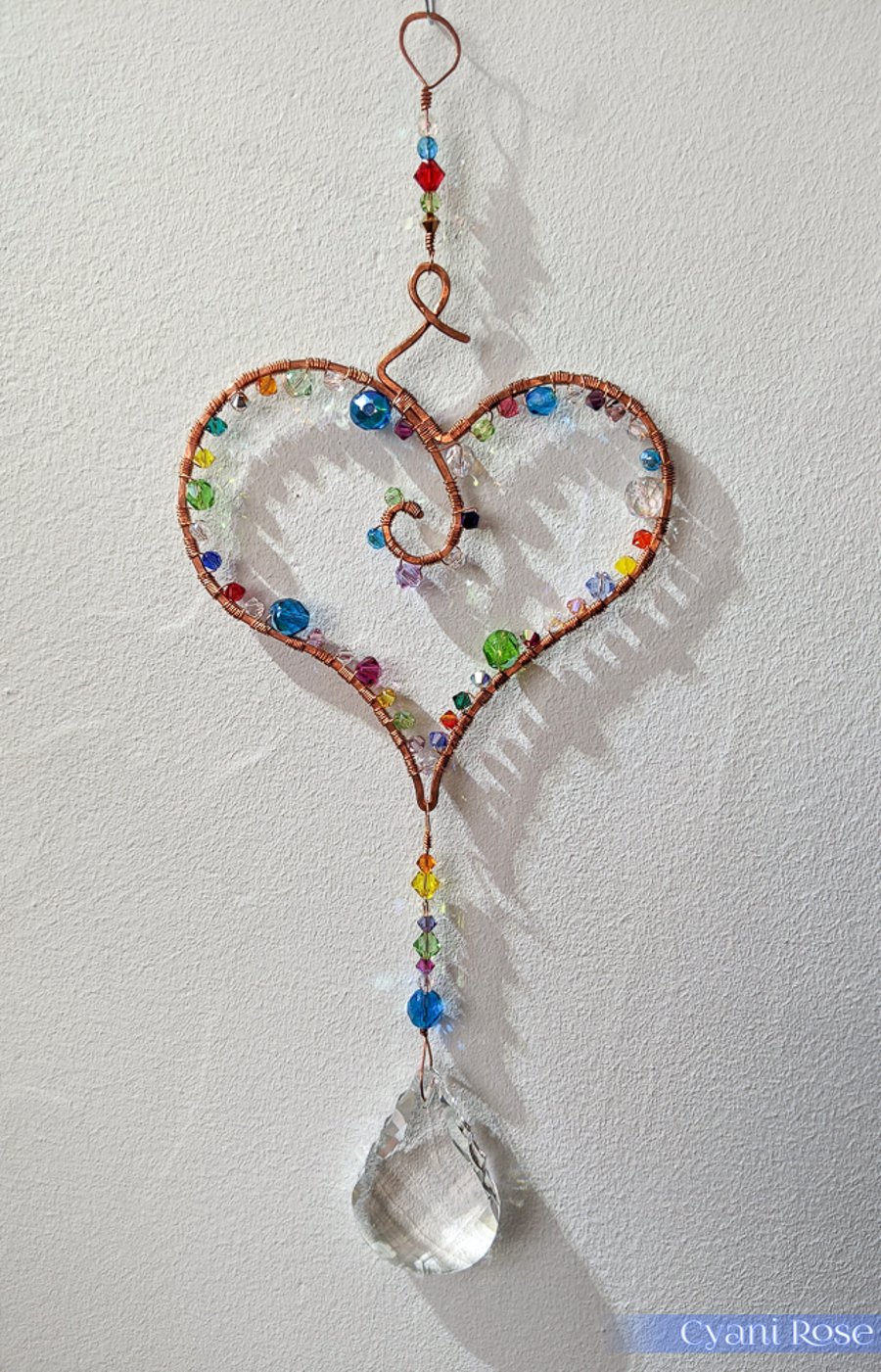 Sun Catcher hanging decoration stunning heart sparkly handmade unique