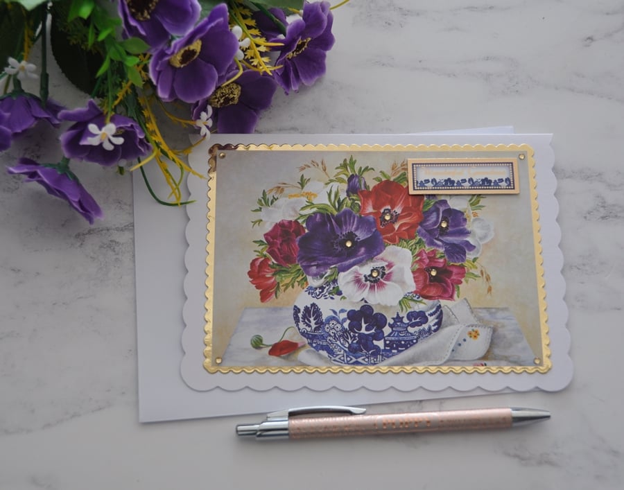 Vase of Poppies Wonderful Grandma Birthday Card 3D Luxury Handmade Card