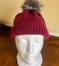 Hand Knitted Hat in plum colour (DK) -Medium - Image 4