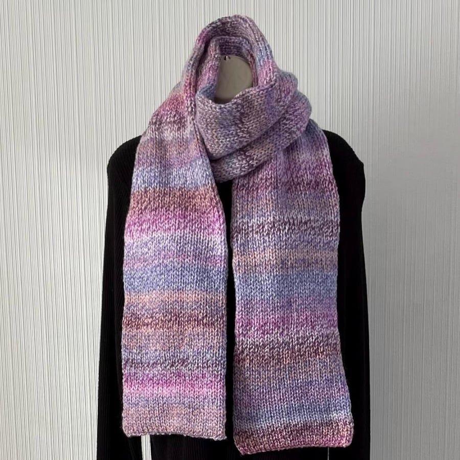 Knitted Scarf, handmade double layered chunky winter outerwear, FREE DELIVERY 
