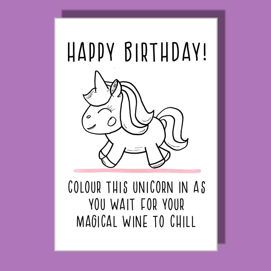 Birthday Card, Funny Card, Unicorn Card, wIne card, 30th birthday, 40th birthd  