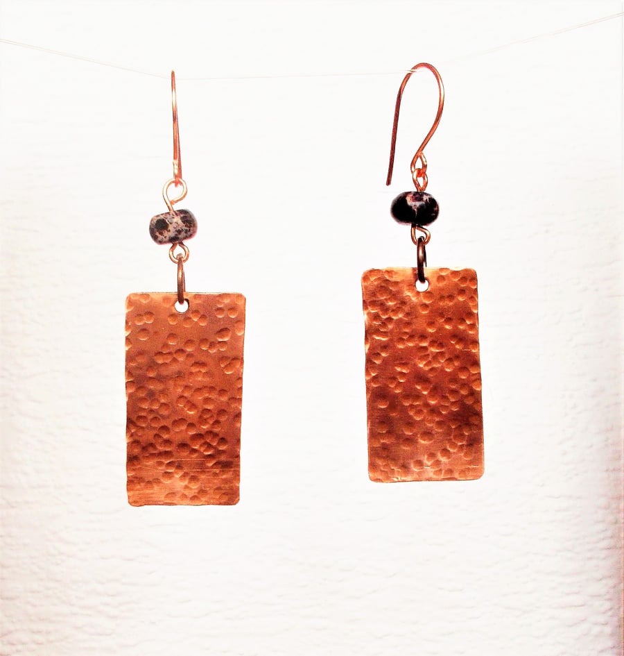 Copper and Purple Agate Earrings FREE UK Post