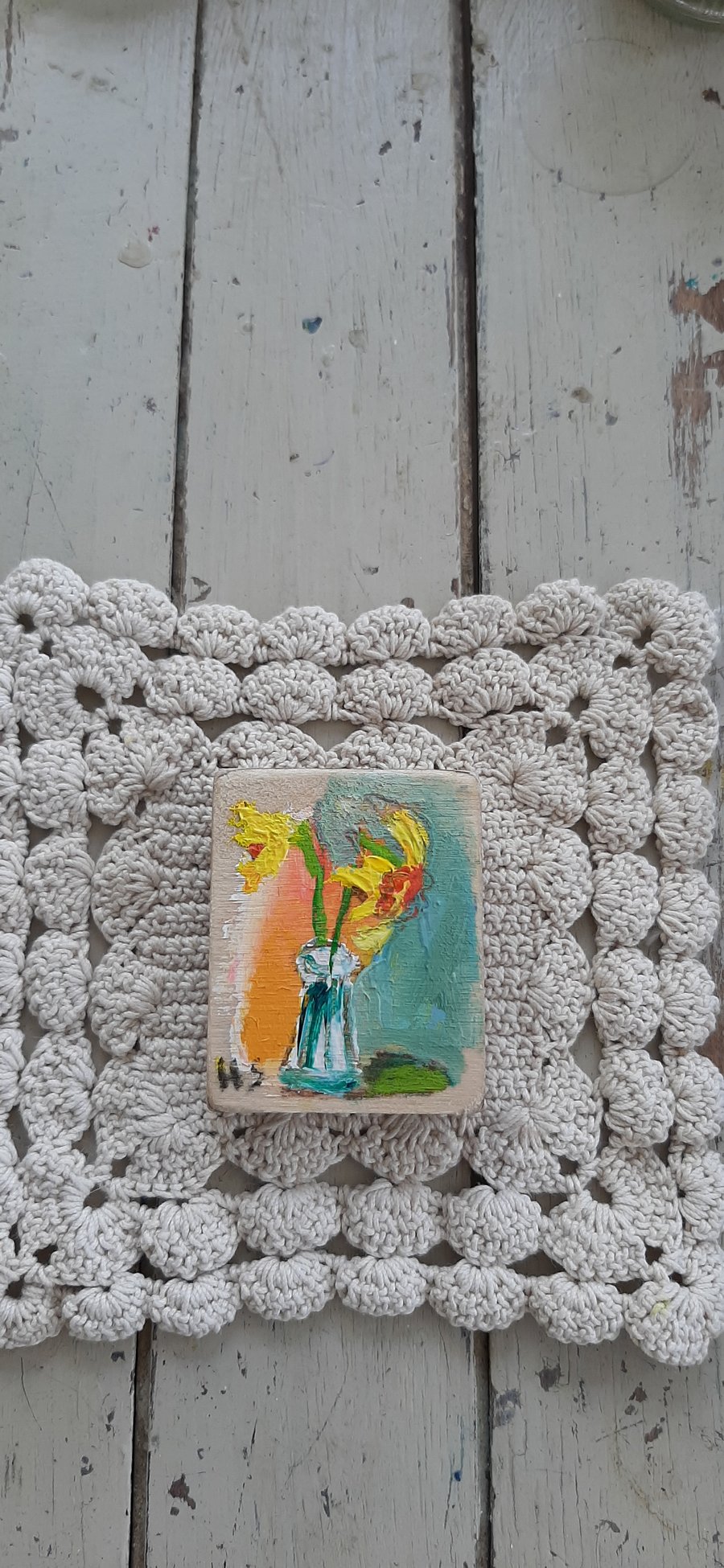 Miniature narcissus still life painting 