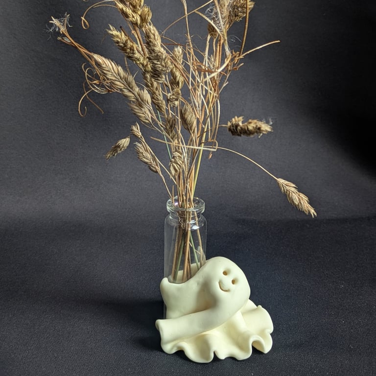 Ainsley - Glow in the dark polymer clay & glass bud vase 