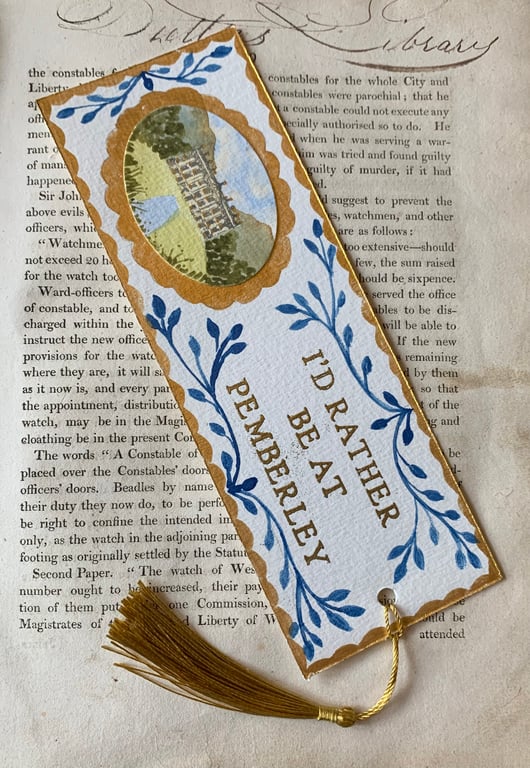 Id Rather Be  At Pemberley Handmade Jane Austen Bookmark