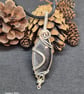 Silver sheen Obsidian pendant wire wrapped by hand