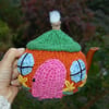 Country cottage tea cosy - hand embroidered - to fit a small tea for one teapot