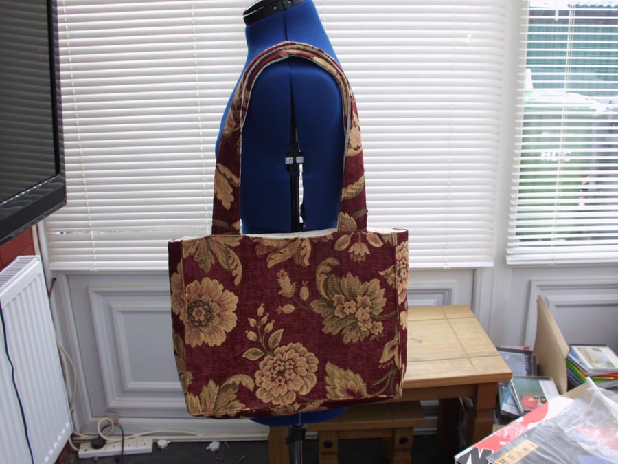 floral red  tote bag 