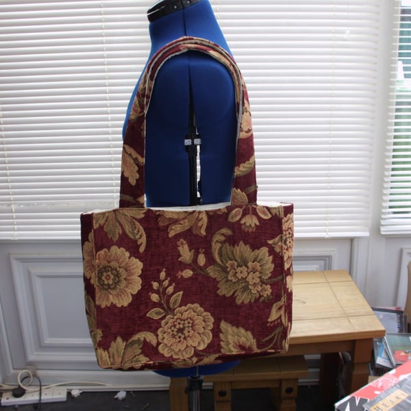 floral red  tote bag 