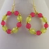 Fuchsia and Lime Hoop Earrings. 