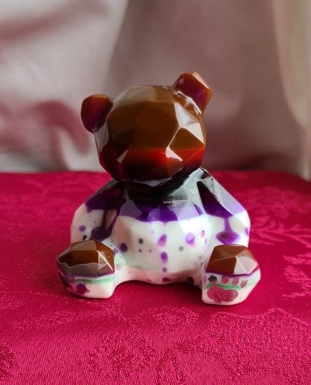 Gorgeous Jackson - Resin Drip Abstract Art Bear - Keepsake Gift.