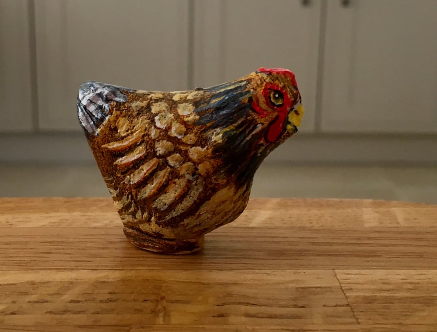 Chicken painted pebble rock stone art 