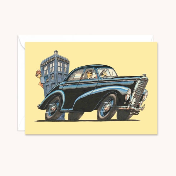 Police Car Greeting Card: Hand Drawn Cartoon Illustration - Blank Inside (314)