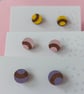 Round colourful curve wooden stud earrings - Image 7