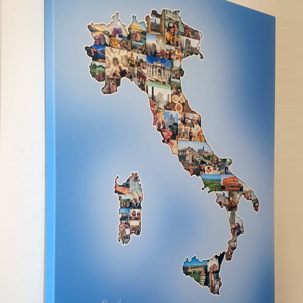 Italy Map Country Photo Collage - Premium - Custom Made Photo Collage