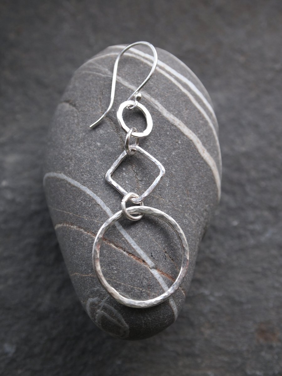 Large Silver Earrings, Silver Hoop Earrings