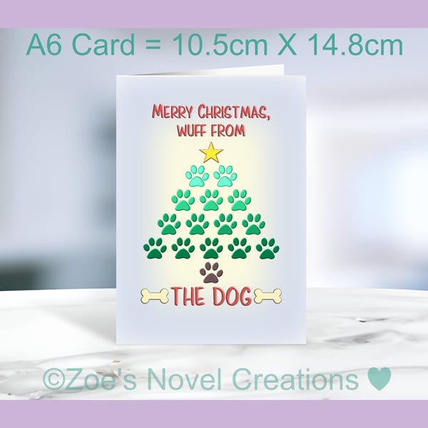 Christmas Card from the dog A6 size 10.5cm X 14.8cm 