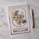 Blue Tits Happiness Anniversary Birthday Any Occasion 3D Luxury Handmade Card