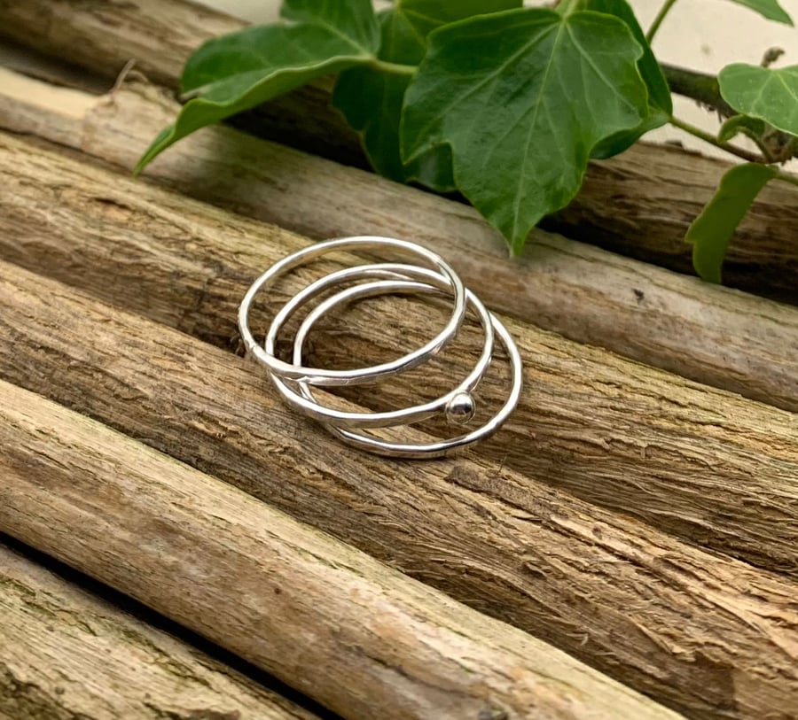 Ring stack in recycled sterling silver - three rings 