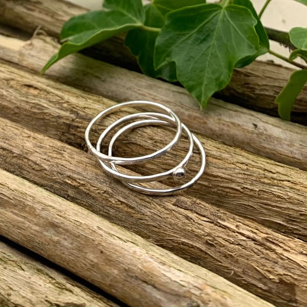 Ring stack in recycled sterling silver - three rings 