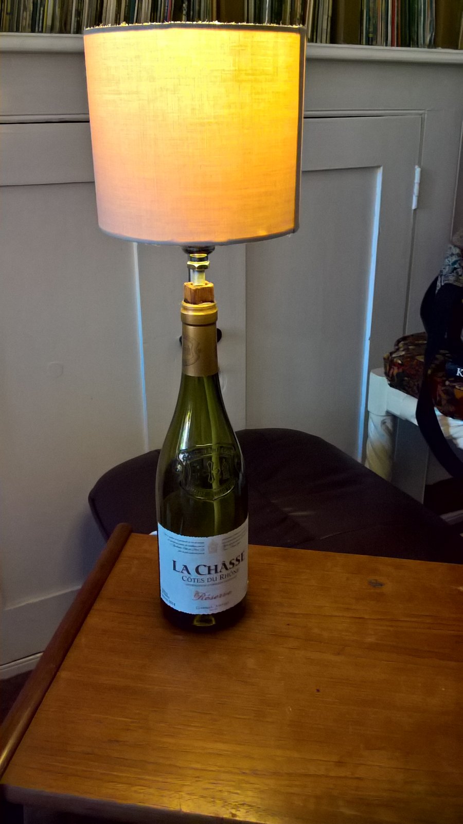 Red wine bottle pop art lamp (bulb and shade NOT included)