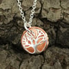 Silver Copper Tree of Life Moon Necklace, Handmade, Metalsmith