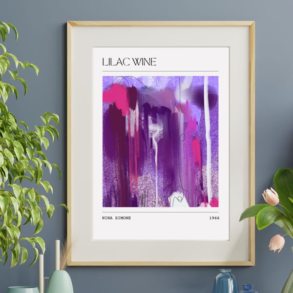 Music Poster Nina Simone - Lilac Wine Abstract Painting Song Art Print 