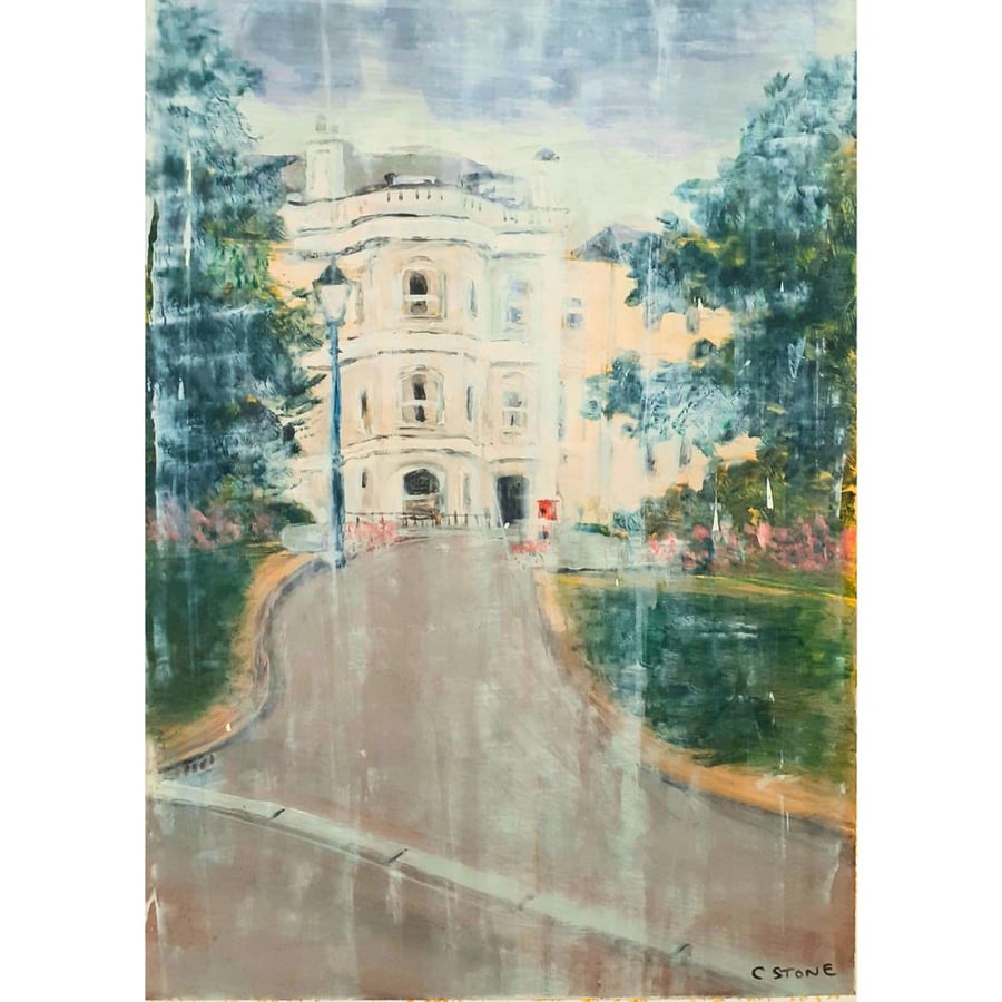 Devonport Park  Plymouth Original Mixed Media Painting on Yupo paper Mounted