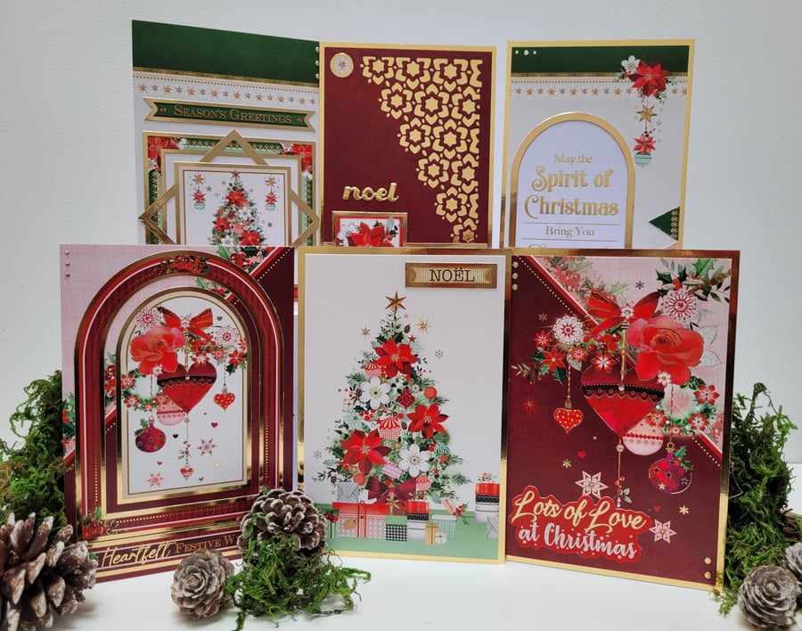 Boxed set of 6, mixed variety handmade Christmas cards - Heartfelt Wishes