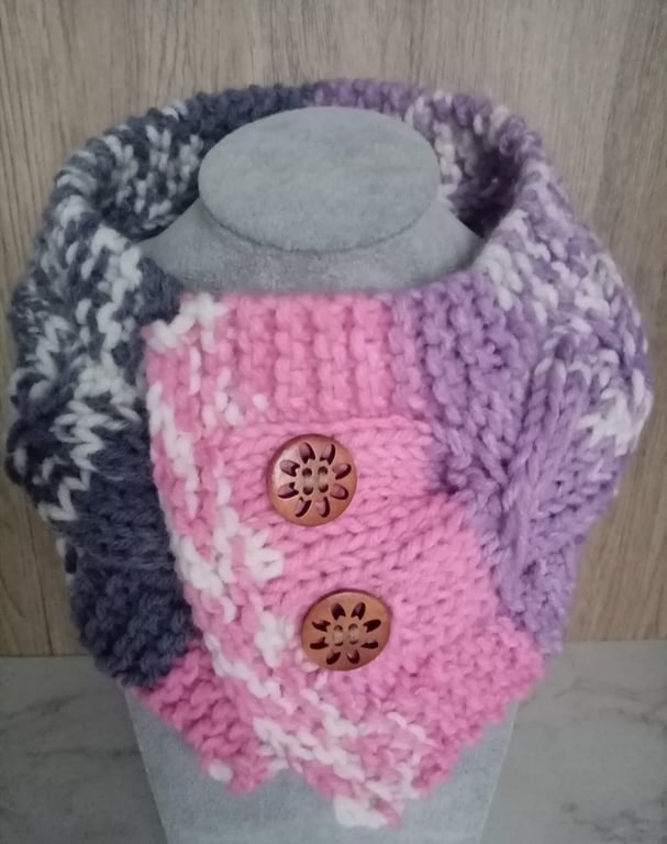 Cable Knit Neck Warmer Fair Isle Style