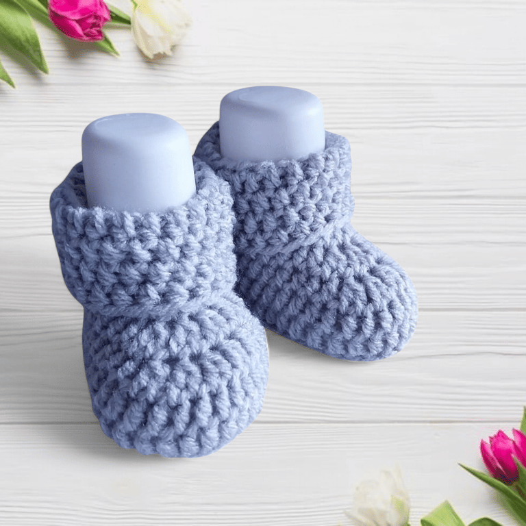 Handmade Silver Grey Crochet Baby Booties, Gender-Neutral Cot Shoes