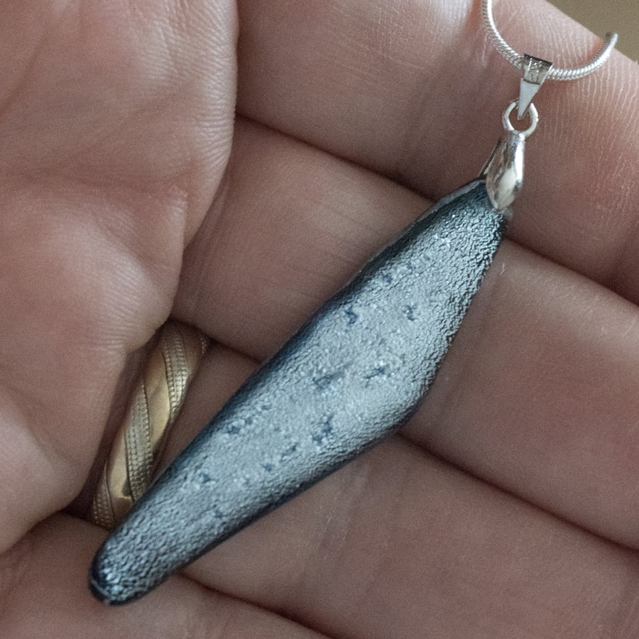 Silver Coloured Dichroic Glass Pendant - 1198