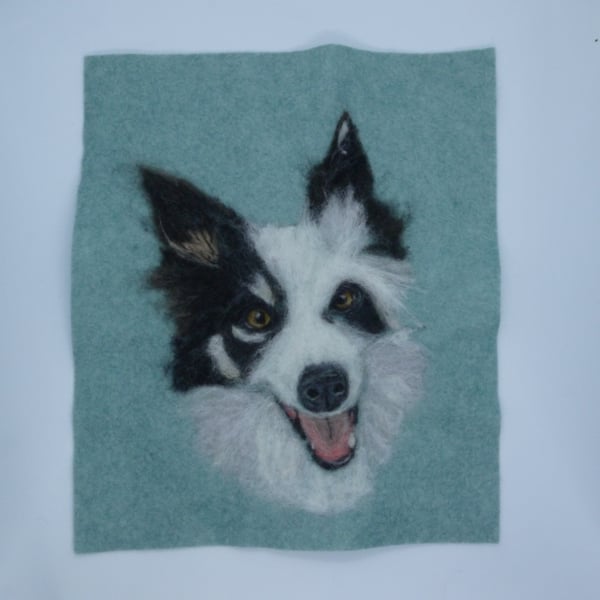 Handmade needle felted realistic Border Collie Portrait
