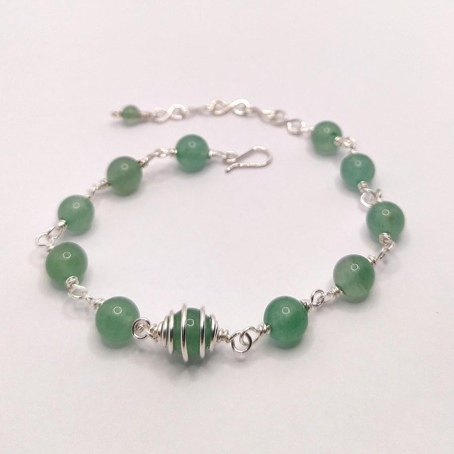 Aventurine Light Green Spiral Adjustable Bracelet