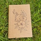 A5 notebook with bird and flowers