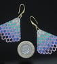Teardrop Beaded Earrings in Blue and Aqua Bubble Pattern - Image 3