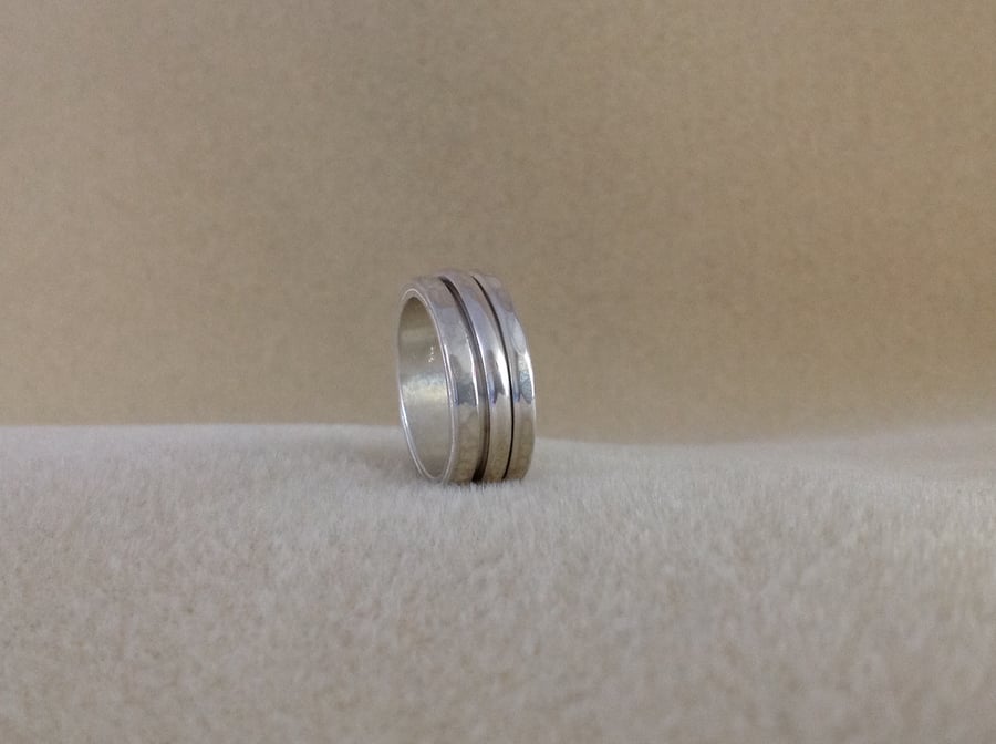 Sterling silver Deluxe Unisex Spinner Worry ring