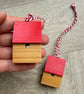 Two Wooden Building Ornaments - Plastic-Free Decorations Upcycled from Toys