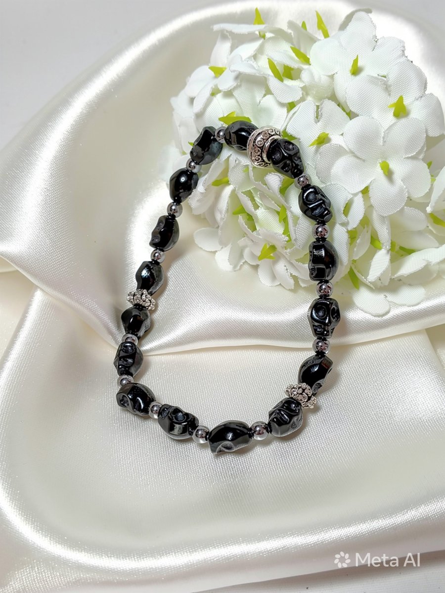 Hematite Skull Bracelet