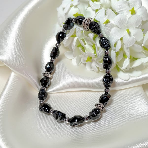 Hematite Skull Bracelet