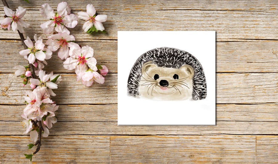 Hedgehog Greeting Card, Illustrated Card, Greetings Card, Blank Inside, Happy