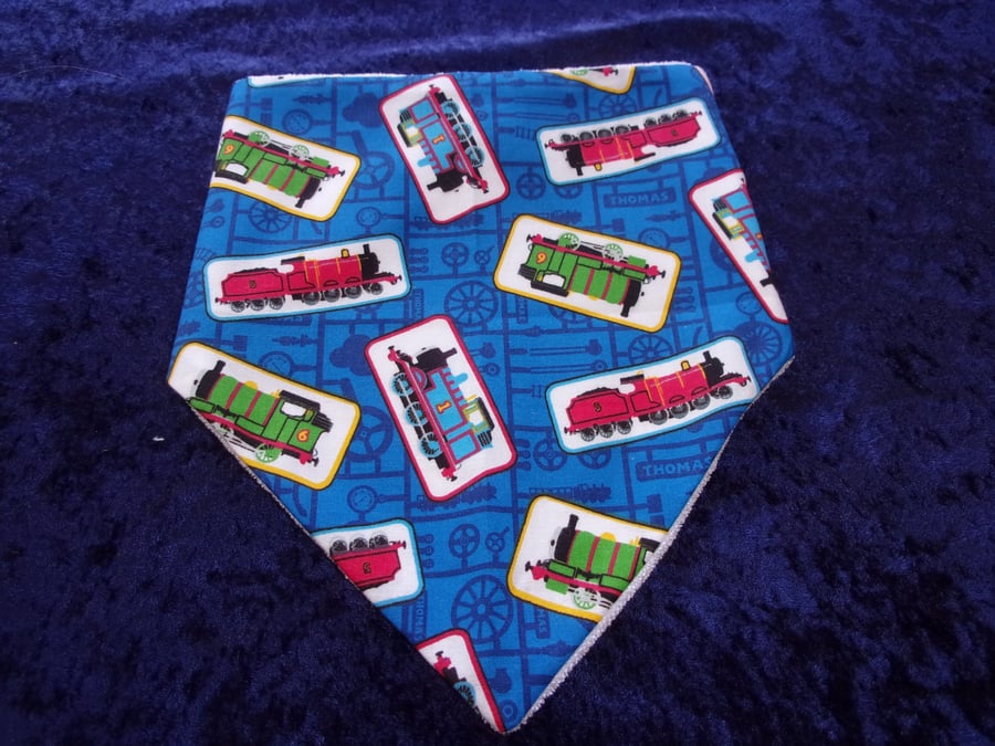 Babies Dribble Bib with Thomas the Tank Engine and Friends on a Blue Background