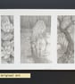 Pencil drawings 4- Deer, waterlilies, tree, original drawing, A5 artwork