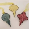 Bejewelled Baubles ceramic Christmas decorations set of three